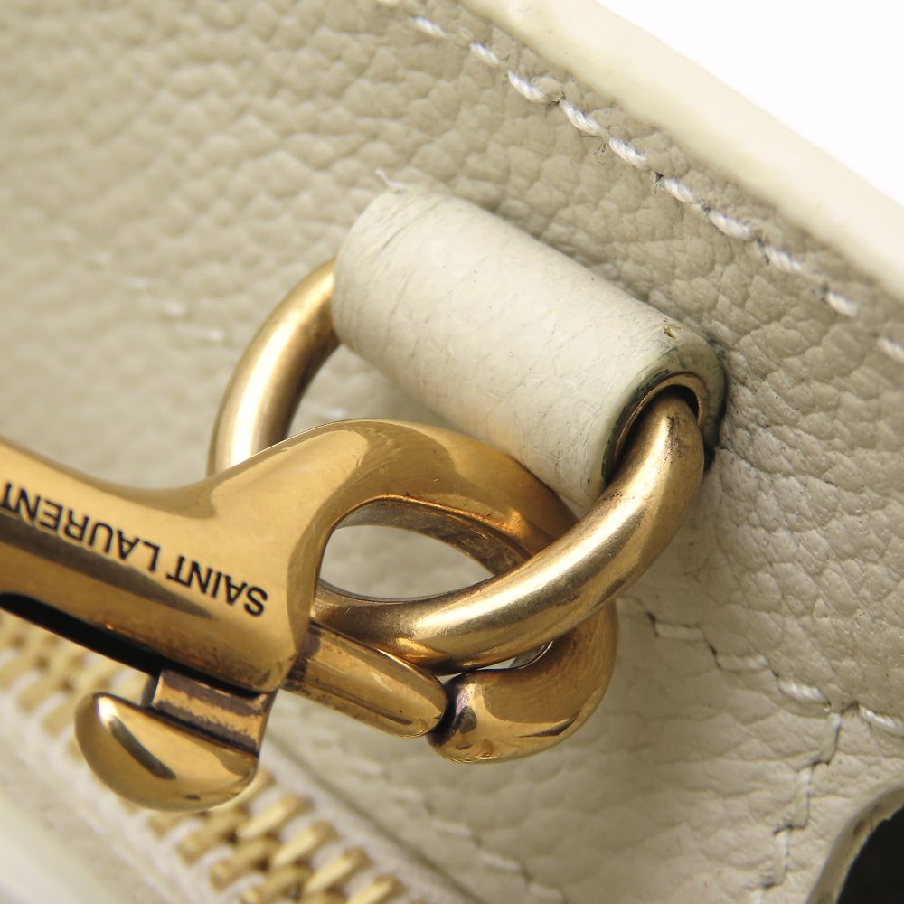 YVES SAINT LAURENT イヴ サンローラン ダウンタウンベイビー 635346 2Way ハンドバッグ レザー アイボリー レディース/353336【中古】