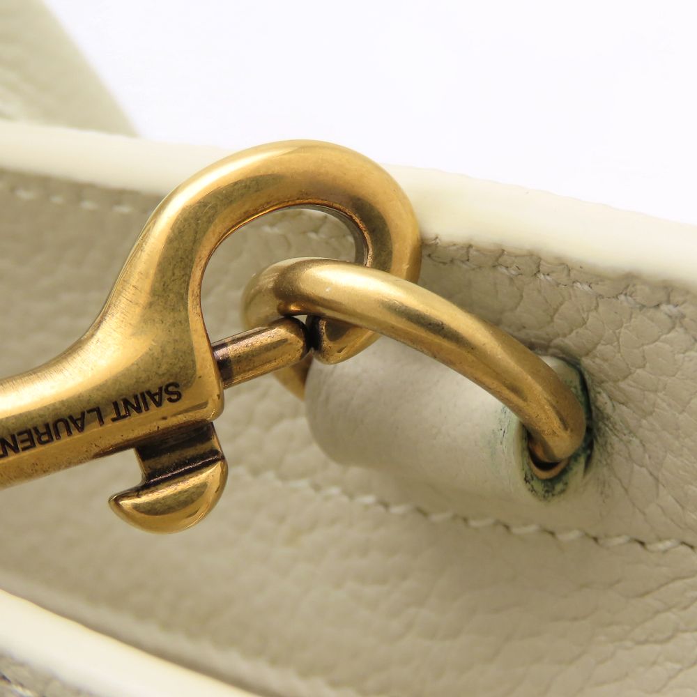YVES SAINT LAURENT イヴ サンローラン ダウンタウンベイビー 635346 2Way ハンドバッグ レザー アイボリー レディース/353336【中古】