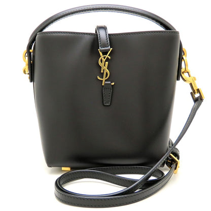 YVES SAINT LAURENT イヴ サンローラン LE 37 ミニ ショルダーバッグ BRS765870 2Way シャイニーレザー ブラック レディース/353337【中古】