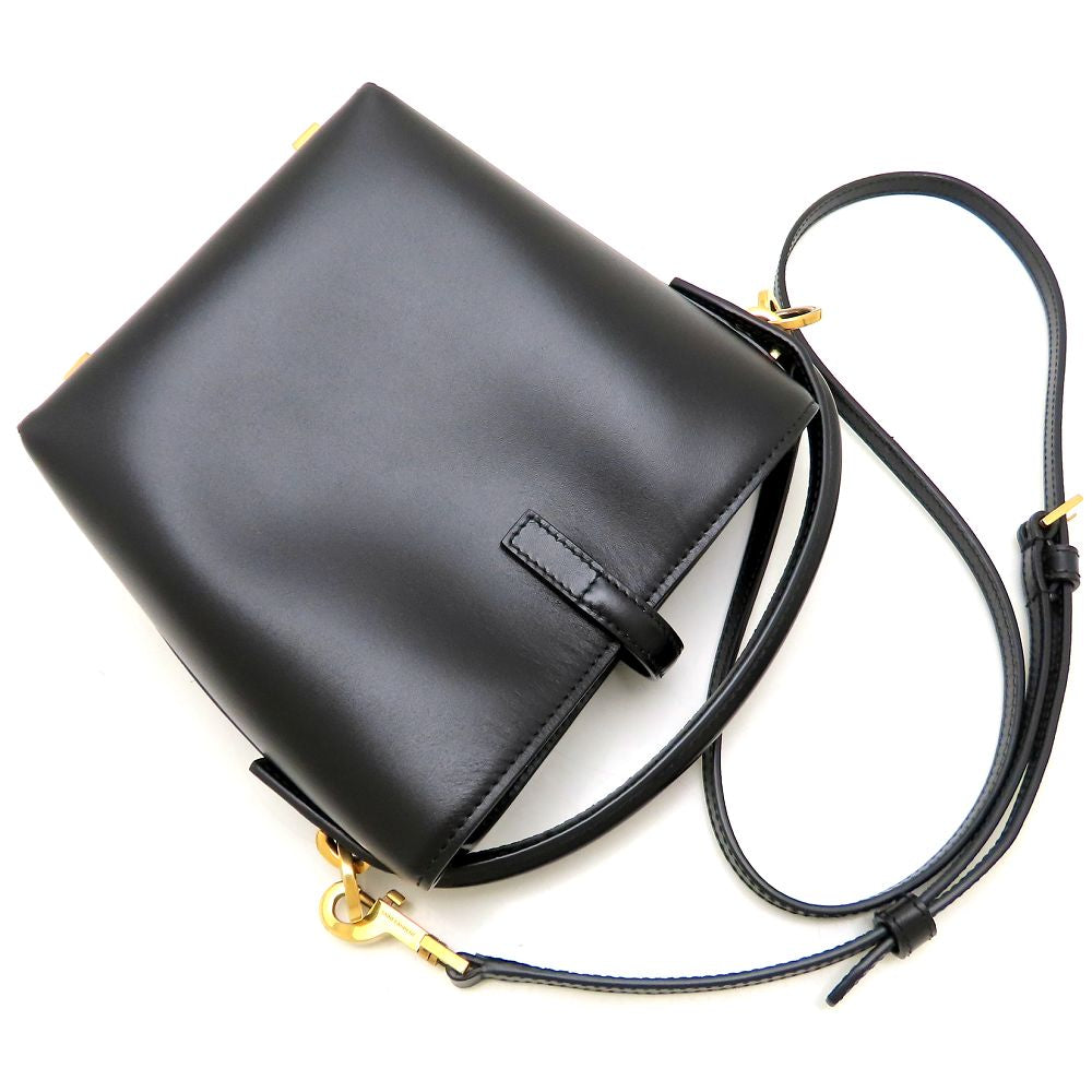 YVES SAINT LAURENT イヴ サンローラン LE 37 ミニ ショルダーバッグ BRS765870 2Way シャイニーレザー ブラック レディース/353337【中古】