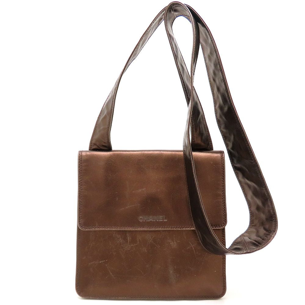CHANEL シャネル ショルダーバッグ レザー ブロンズ レディース/353338【中古】
