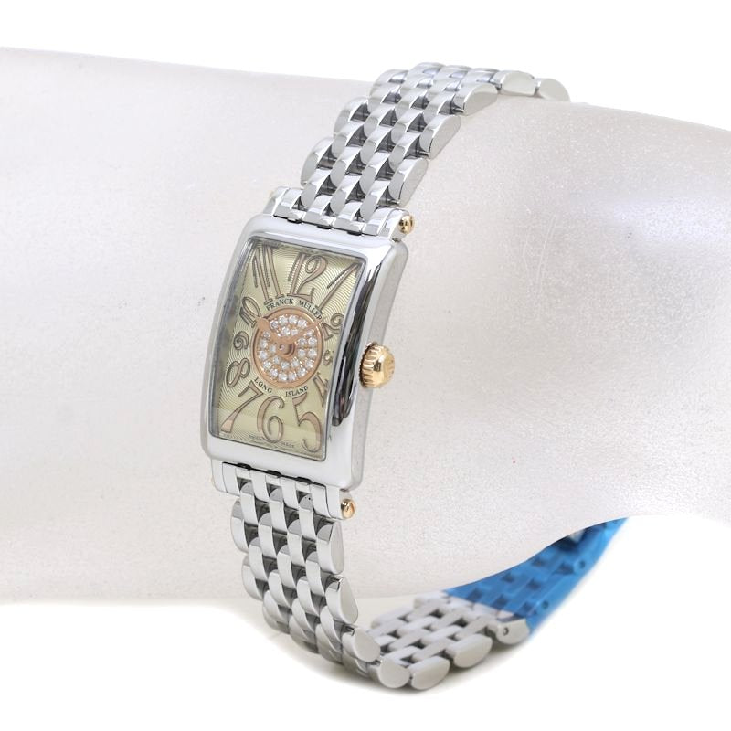FRANCK MULLER フランクミュラー 802QZ REL CD 1P CP STG ロングアイランド プティ パスティーユ【'19年正規店購入/磨き済/電池交換済】 ステンレススチール xK18PG レディース /39538【中古】【腕時計】
