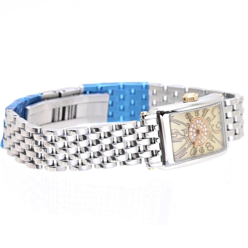 FRANCK MULLER フランクミュラー 802QZ REL CD 1P CP STG ロングアイランド プティ パスティーユ【'19年正規店購入/磨き済/電池交換済】 ステンレススチール xK18PG レディース /39538【中古】【腕時計】