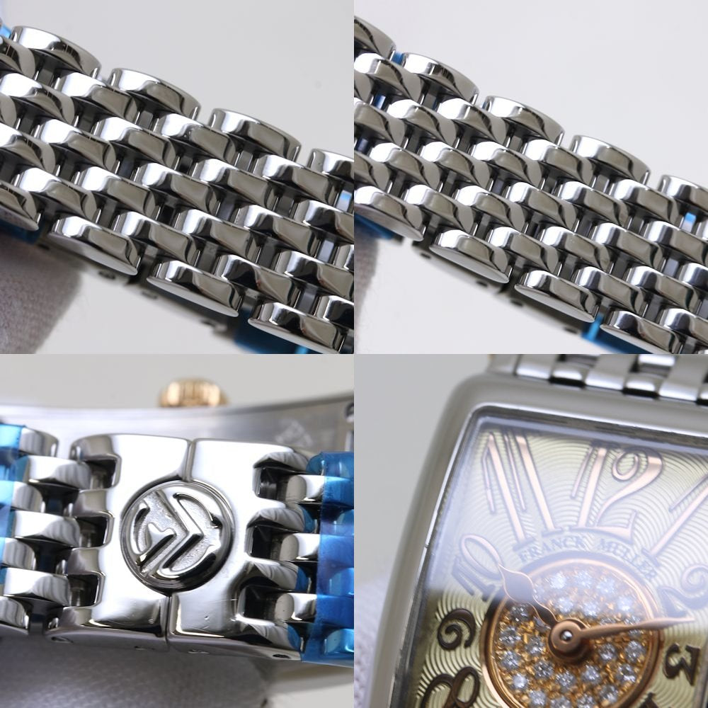 FRANCK MULLER フランクミュラー 802QZ REL CD 1P CP STG ロングアイランド プティ パスティーユ【'19年正規店購入/磨き済/電池交換済】 ステンレススチール xK18PG レディース /39538【中古】【腕時計】
