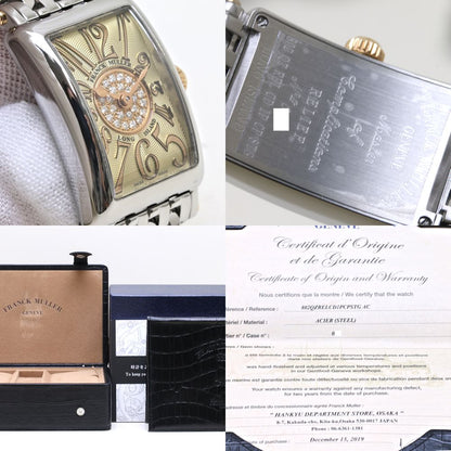 FRANCK MULLER フランクミュラー 802QZ REL CD 1P CP STG ロングアイランド プティ パスティーユ【'19年正規店購入/磨き済/電池交換済】 ステンレススチール xK18PG レディース /39538【中古】【腕時計】