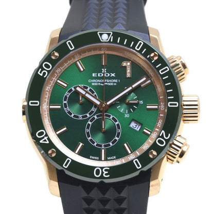 EDOX エドックス クロノオフショア1 クロノグラフ クォーツ 10221-37RV5-VIR5-S 限定【2021年購入】ステンレススチールxラバー メンズ /39848【中古】【腕時計】