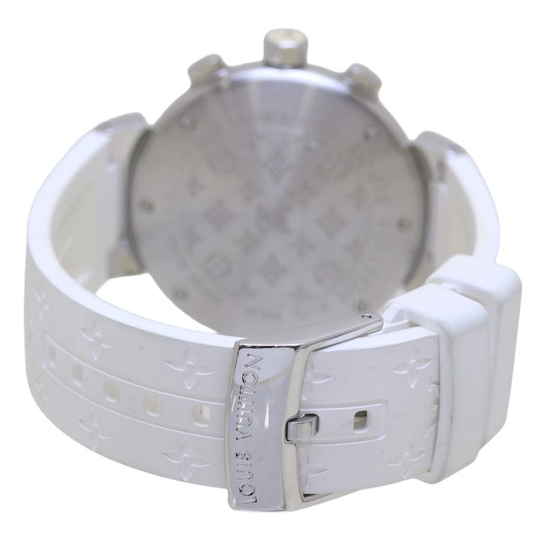 腕時計 レディース LOUIS VUITTON ルイヴィトン タンブール ラブリーカップ MM クロノグラフ Q132C2 ホワイトシェル【正規店購入】/40038【中古】