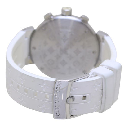 腕時計 レディース LOUIS VUITTON ルイヴィトン タンブール ラブリーカップ MM クロノグラフ Q132C2 ホワイトシェル【正規店購入】/40038【中古】