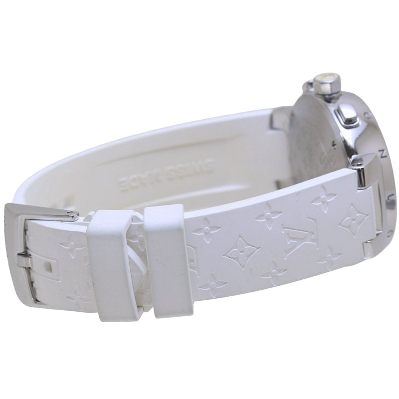 腕時計 レディース LOUIS VUITTON ルイヴィトン タンブール ラブリーカップ MM クロノグラフ Q132C2 ホワイトシェル【正規店購入】/40038【中古】