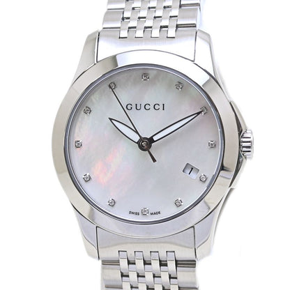 腕時計 レディース GUCCI グッチ Ｇタイムレス 12Pダイヤモンド シェル YA126504 126.5【磨き済/電池交換済】ステンレススチール /40043【中古】