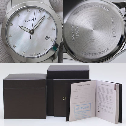 腕時計 レディース GUCCI グッチ Ｇタイムレス 12Pダイヤモンド シェル YA126504 126.5【磨き済/電池交換済】ステンレススチール /40043【中古】