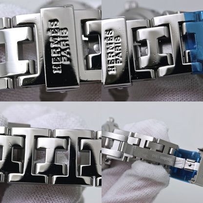腕時計 レディース HERMES エルメス クリッパー ナクレ 旧バックル CL4.230.215/3869 ベゼル12Pダイヤ ブレスダイヤ【磨き済/電池交換済】 ステンレススチール/40047【中古】