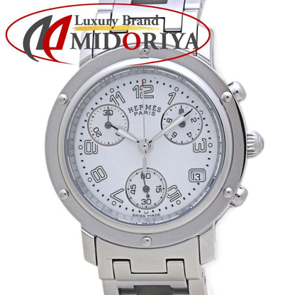 腕時計 レディース HERMES エルメス クリッパー ナクレ クロノグラフ 新バックル CL1.310.212/3842 【磨き済/電池交換済】 ステンレススチール/40054【中古】