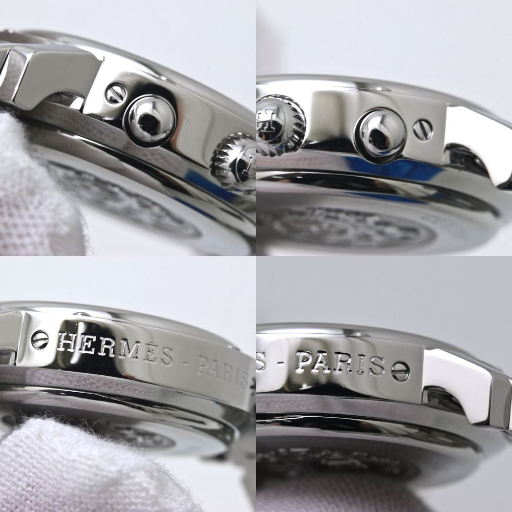 腕時計 レディース HERMES エルメス クリッパー ナクレ クロノグラフ 新バックル CL1.310.212/3842 【磨き済/電池交換済】 ステンレススチール/40054【中古】