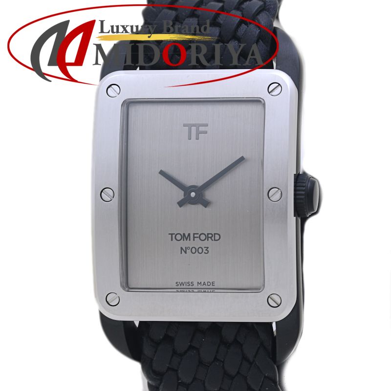 TOM FORD トムフォード N.003 ブラッシュド TF0120256685 TFT003004 【電池交換済】【中古】腕時計 メンズ ステンレススチールx牛革 /40143