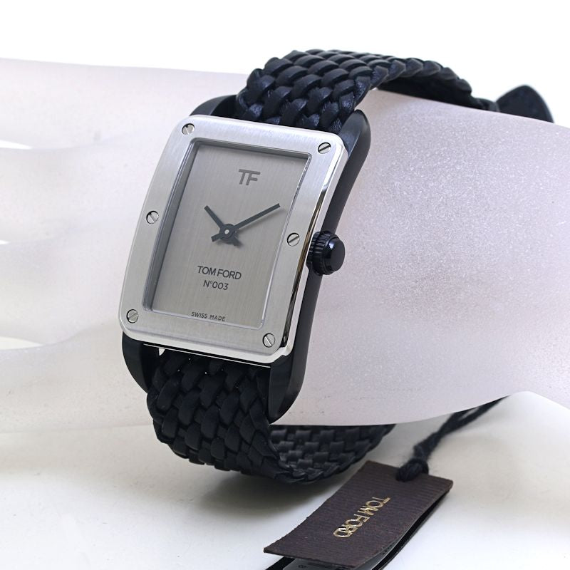TOM FORD トムフォード N.003 ブラッシュド TF0120256685 TFT003004 【電池交換済】【中古】腕時計 メンズ ステンレススチールx牛革 /40143