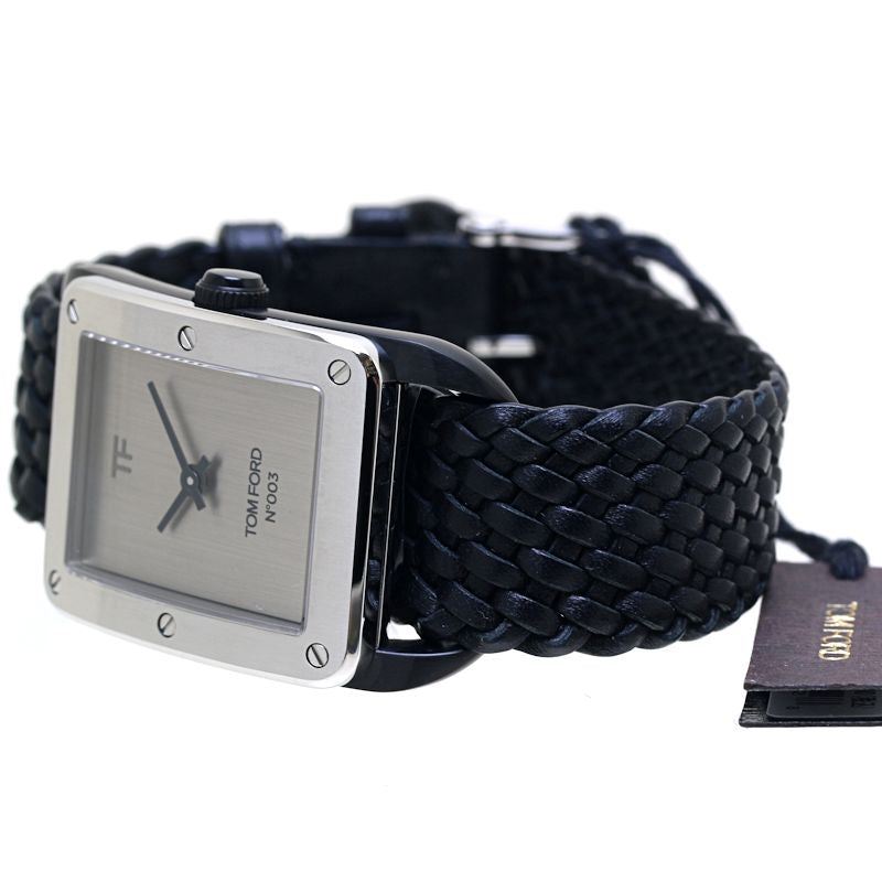 TOM FORD トムフォード N.003 ブラッシュド TF0120256685 TFT003004 【電池交換済】【中古】腕時計 メンズ ステンレススチールx牛革 /40143