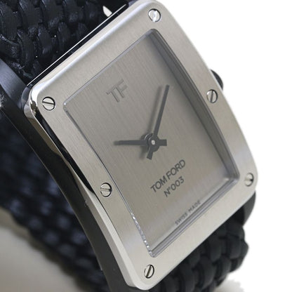 TOM FORD トムフォード N.003 ブラッシュド TF0120256685 TFT003004 【電池交換済】【中古】腕時計 メンズ ステンレススチールx牛革 /40143