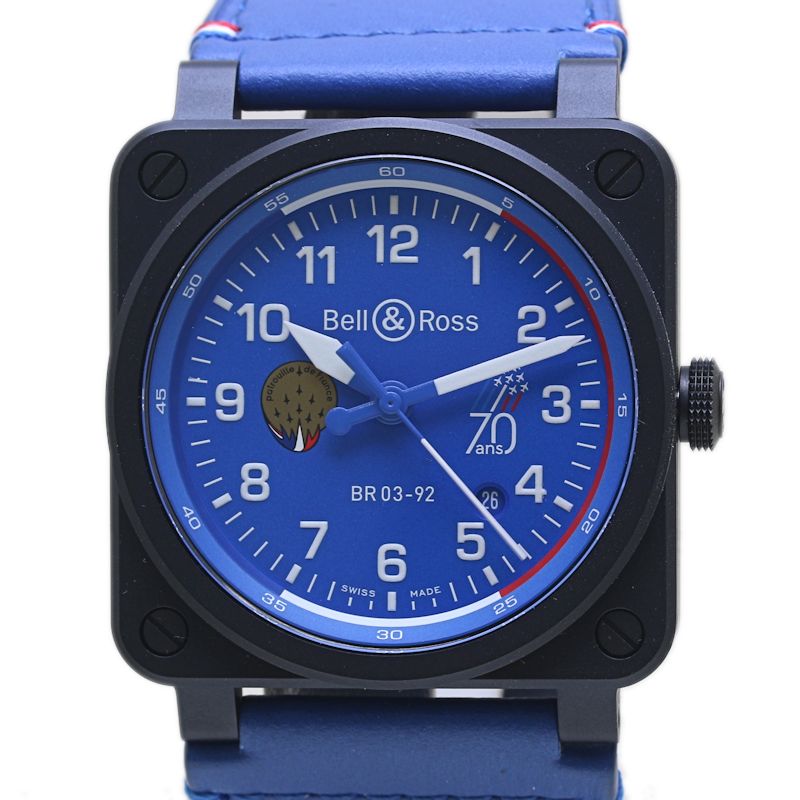 Bell＆Ross ベル＆ロス BR-03 パトルイユ・ド・フランス 70周年記念 世界限定999本 BR0392-PAF7-CE/SCA BR03-92-CBL【2024年購入】【中古】腕時計 メンズ セラミックx牛革 /40151