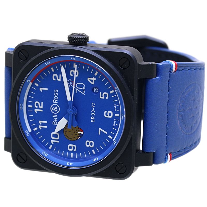 Bell＆Ross ベル＆ロス BR-03 パトルイユ・ド・フランス 70周年記念 世界限定999本 BR0392-PAF7-CE/SCA BR03-92-CBL【2024年購入】【中古】腕時計 メンズ セラミックx牛革 /40151