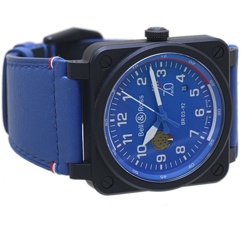 Bell＆Ross ベル＆ロス BR-03 パトルイユ・ド・フランス 70周年記念 世界限定999本 BR0392-PAF7-CE/SCA BR03-92-CBL【2024年購入】【中古】腕時計 メンズ セラミックx牛革 /40151