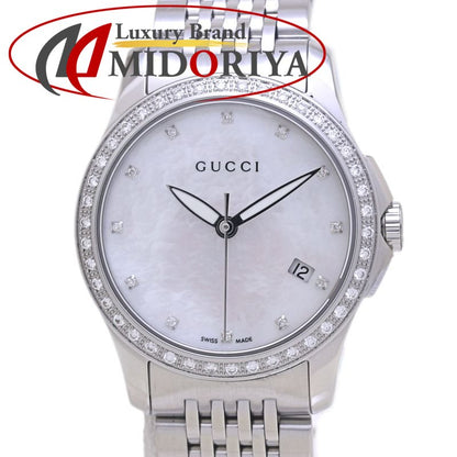 GUCCI グッチ Ｇタイムレス ベゼルダイヤモンド 12Pダイヤモンド YA126508 126.5 【磨き済/電池交換済】【中古】腕時計 レディース ステンレススチール /40218