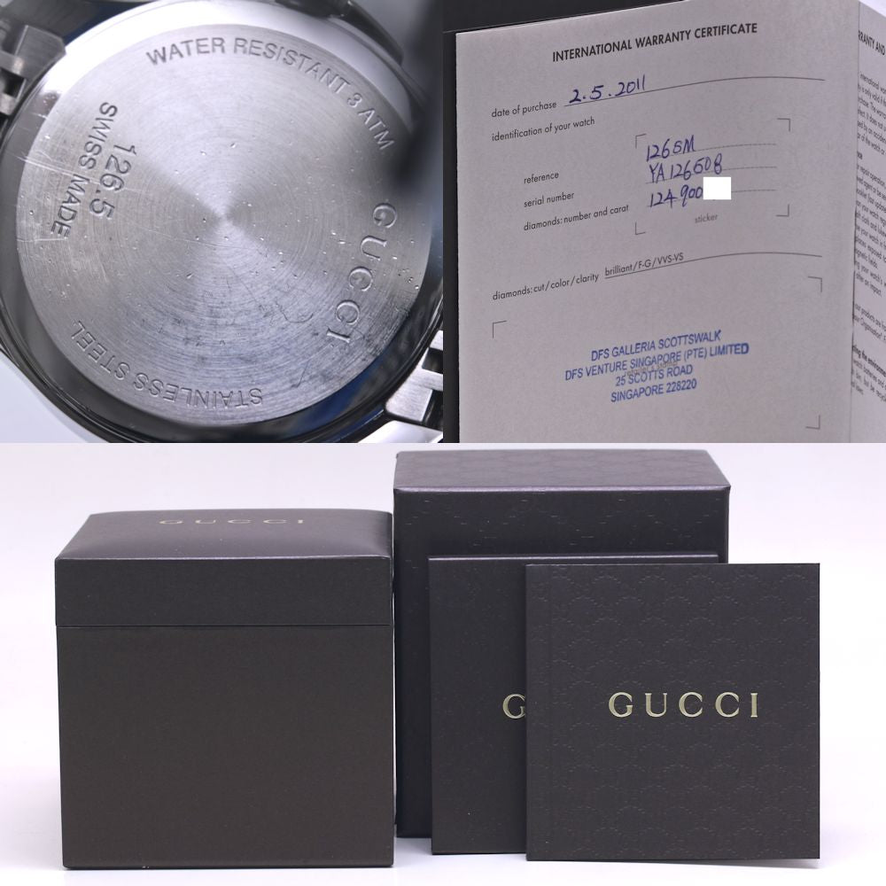 GUCCI グッチ Ｇタイムレス ベゼルダイヤモンド 12Pダイヤモンド YA126508 126.5 【磨き済/電池交換済】【中古】腕時計 レディース ステンレススチール /40218