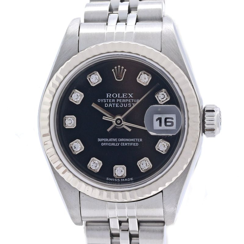 ROLEX ロレックス デイトジャスト 10Pダイヤモンド 79174G 【磨き済】【中古】腕時計 レディース K18WG ホワイトゴールドxステンレススチール /40373