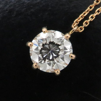 ダイヤモンド ネックレス ダイヤモンド1.009ct E/SI2/FAIR アジャスター付き K18PG ピンクゴールド レディース/74057【中古】【FJ】