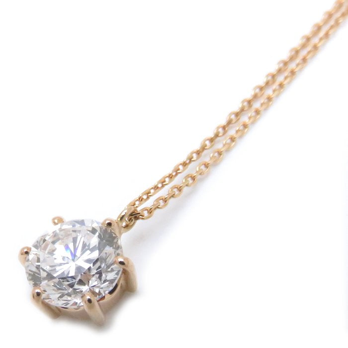 ダイヤモンド ネックレス ダイヤモンド1.009ct E/SI2/FAIR アジャスター付き K18PG ピンクゴールド レディース/74057【中古】【FJ】
