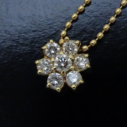ダイヤモンド ネックレス 花モチーフ ダイヤモンド0.20ct K18YG イエローゴールド/75569【中古】【FJ】