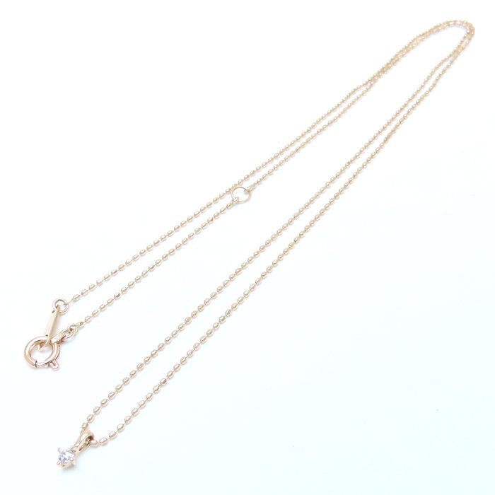 ダイヤモンド ネックレス 一粒ダイヤモンド K10PG ピンクゴールド レディース/76221【中古】【FJ】