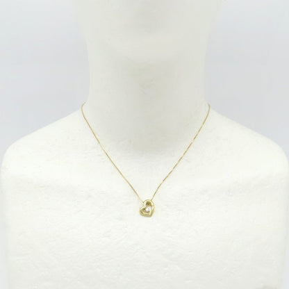 ハート ネックレス ダイヤモンド0.10ct K18YG イエローゴールド レディース/76463【中古】【FJ】