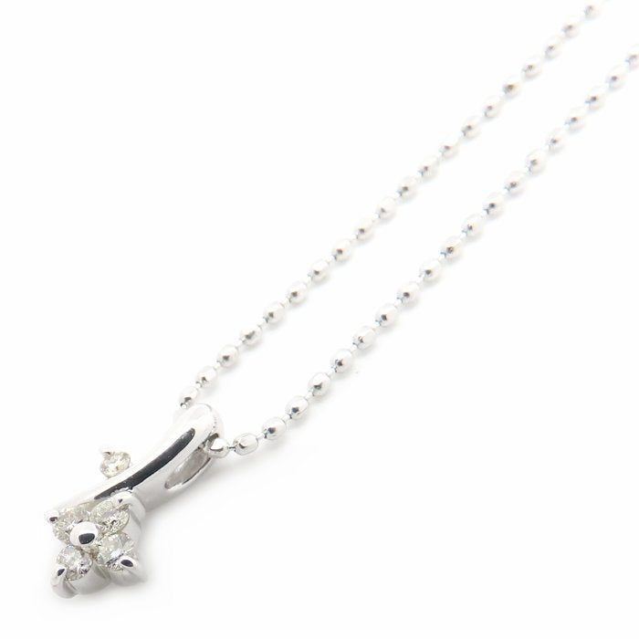 ダイヤモンド ネックレス フラワーモチーフ ダイヤモンド0.06ct K18WG ホワイトゴールド レディース/76466【中古】【FJ】