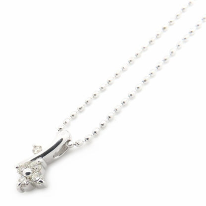 ダイヤモンド ネックレス フラワーモチーフ ダイヤモンド0.06ct K18WG ホワイトゴールド レディース/76466【中古】【FJ】