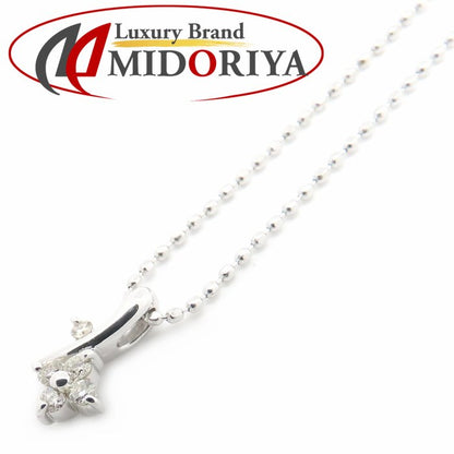 ダイヤモンド ネックレス フラワーモチーフ ダイヤモンド0.06ct K18WG ホワイトゴールド レディース/76466【中古】【FJ】