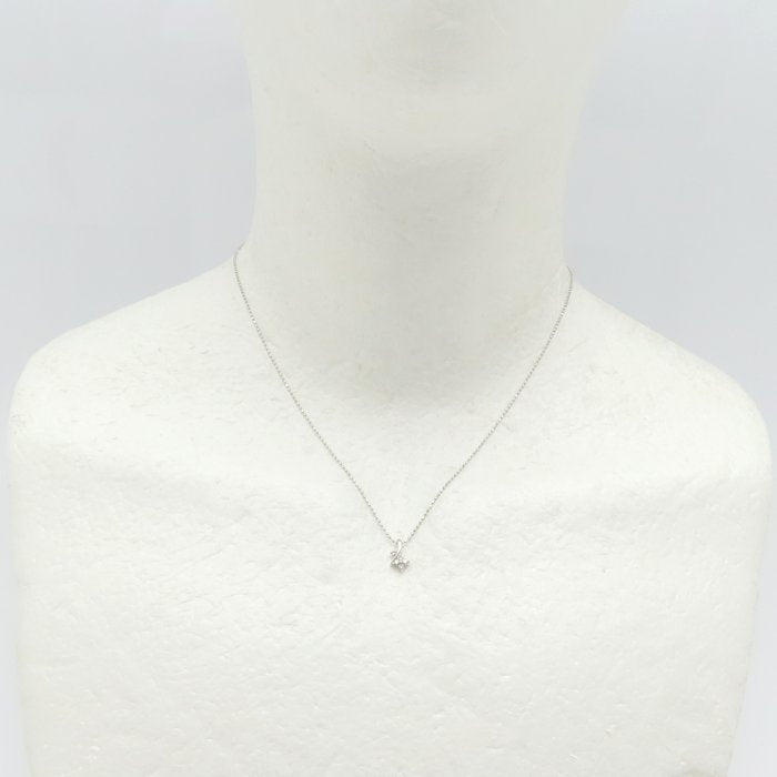 ダイヤモンド ネックレス フラワーモチーフ ダイヤモンド0.06ct K18WG ホワイトゴールド レディース/76466【中古】【FJ】