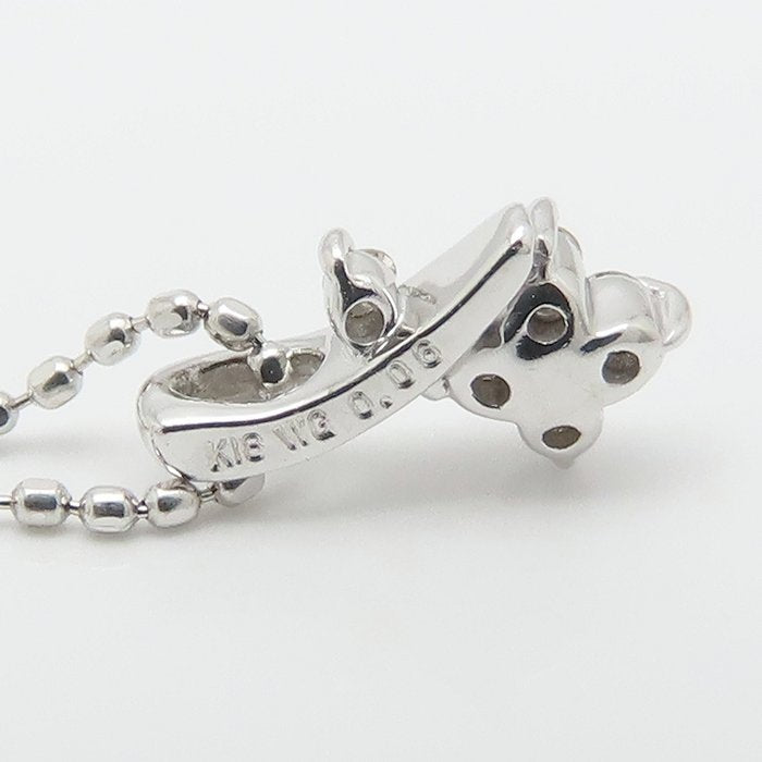 ダイヤモンド ネックレス フラワーモチーフ ダイヤモンド0.06ct K18WG ホワイトゴールド レディース/76466【中古】【FJ】