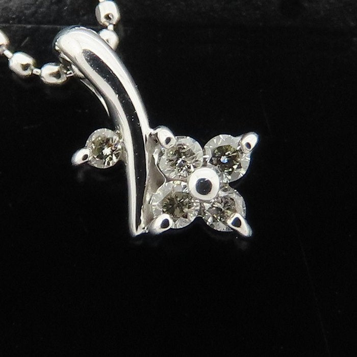 ダイヤモンド ネックレス フラワーモチーフ ダイヤモンド0.06ct K18WG ホワイトゴールド レディース/76466【中古】【FJ】