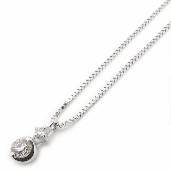 ダイヤモンド ネックレス ダイヤモンド0.10ct K18WG ホワイトゴールド レディース/76467【中古】【FJ】