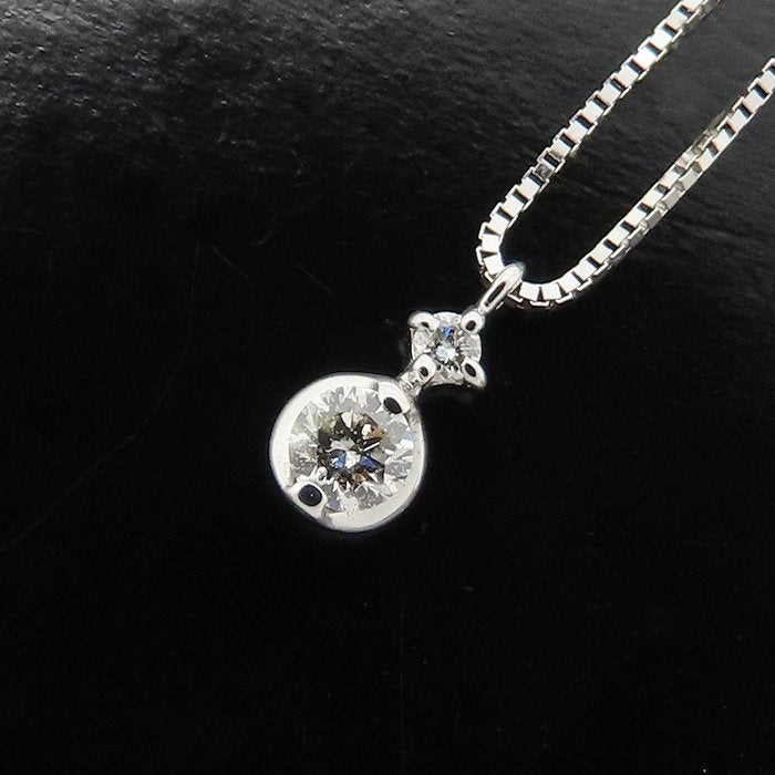 ダイヤモンド ネックレス ダイヤモンド0.10ct K18WG ホワイトゴールド レディース/76467【中古】【FJ】