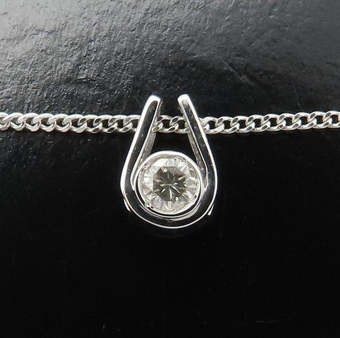 ダイヤモンド ネックレス ダイヤモンド0.05ct K14WG ホワイトゴールド レディース/76469【中古】【FJ】