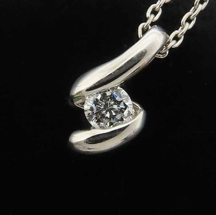 ダイヤモンド ネックレス ダイヤモンド0.10ct Pt1000プラチナxPt850プラチナ レディース/76470【中古】【FJ】