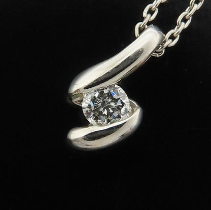 ダイヤモンド ネックレス ダイヤモンド0.10ct Pt1000プラチナxPt850プラチナ レディース/76470【中古】【FJ】