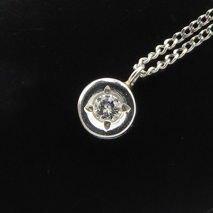 ダイヤモンド ネックレス ダイヤモンド0.03ct Pt850プラチナ レディース/76471【中古】【FJ】