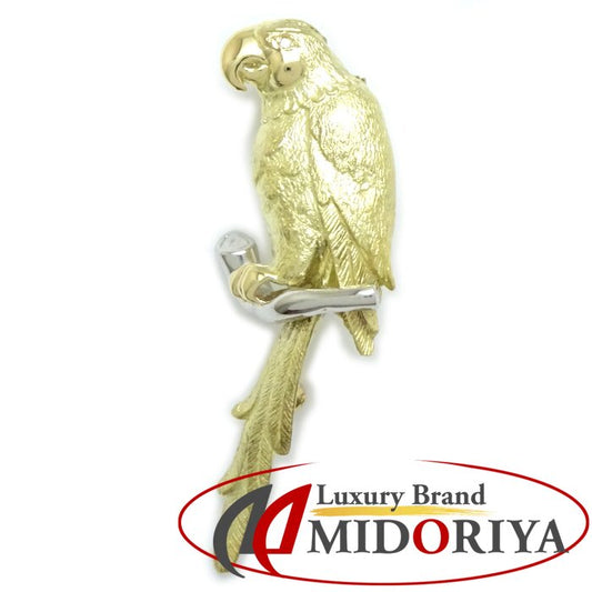 鳥モチーフ ブローチ ダイヤモンド0.01ct K18YG イエローゴールドxPt900プラチナ レディース/78957【中古】【FJ】