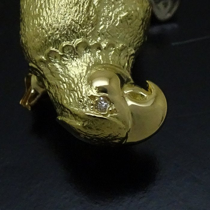 鳥モチーフ ブローチ ダイヤモンド0.01ct K18YG イエローゴールドxPt900プラチナ レディース/78957【中古】【FJ】